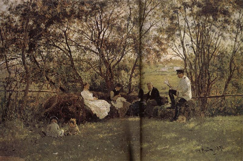 Ilia Efimovich Repin A bench in the returfing oil painting image